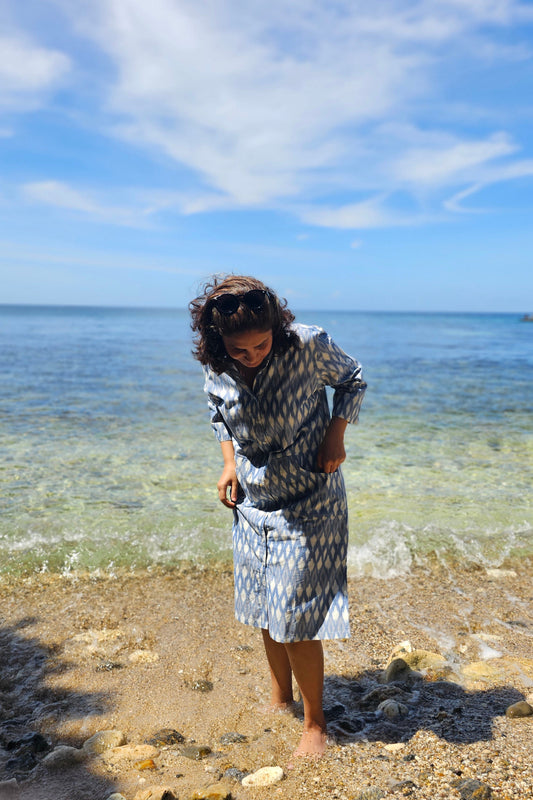Helen Ikat Blue Dress