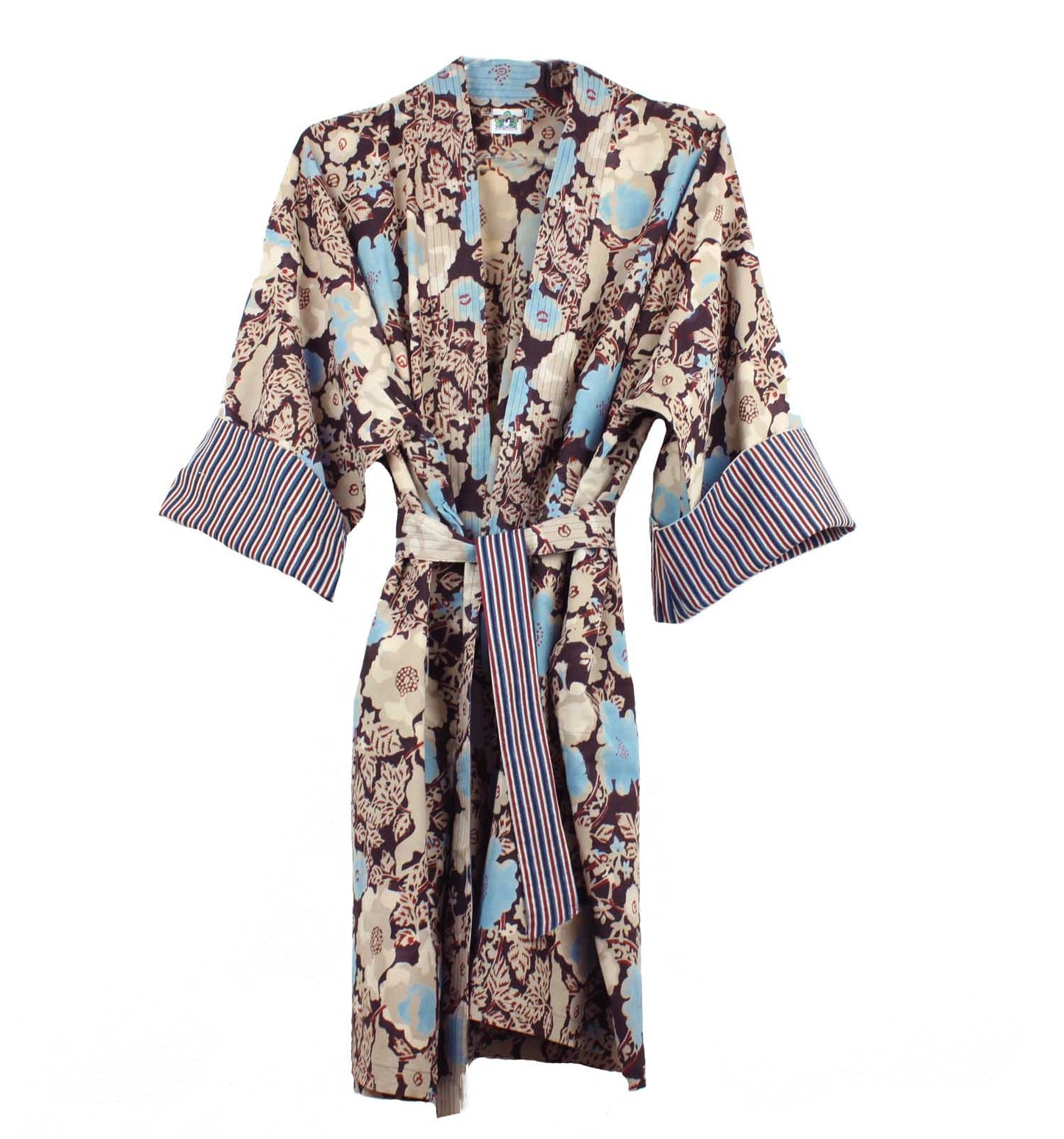 Black Ambition Cotton Kimono Robe - Hand Printed with Side Pockets