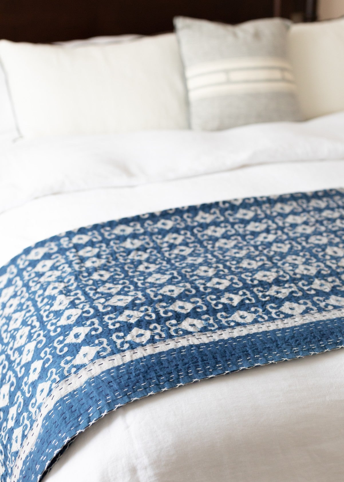 Indigo Kantha Bedspread | Handcrafted Artisanal Mastery
