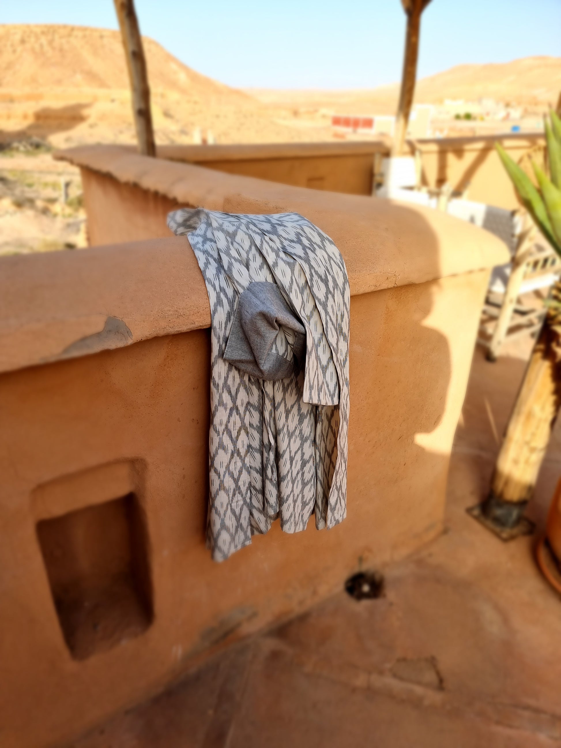 Grey Ikat Robe | Luxurious Cotton Comfort