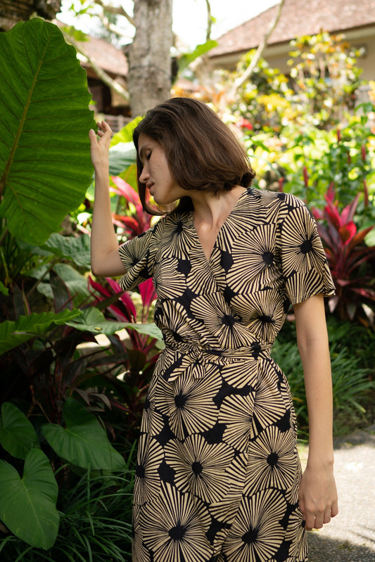 Lightweight 100% Cotton Gingko Wrap Dress